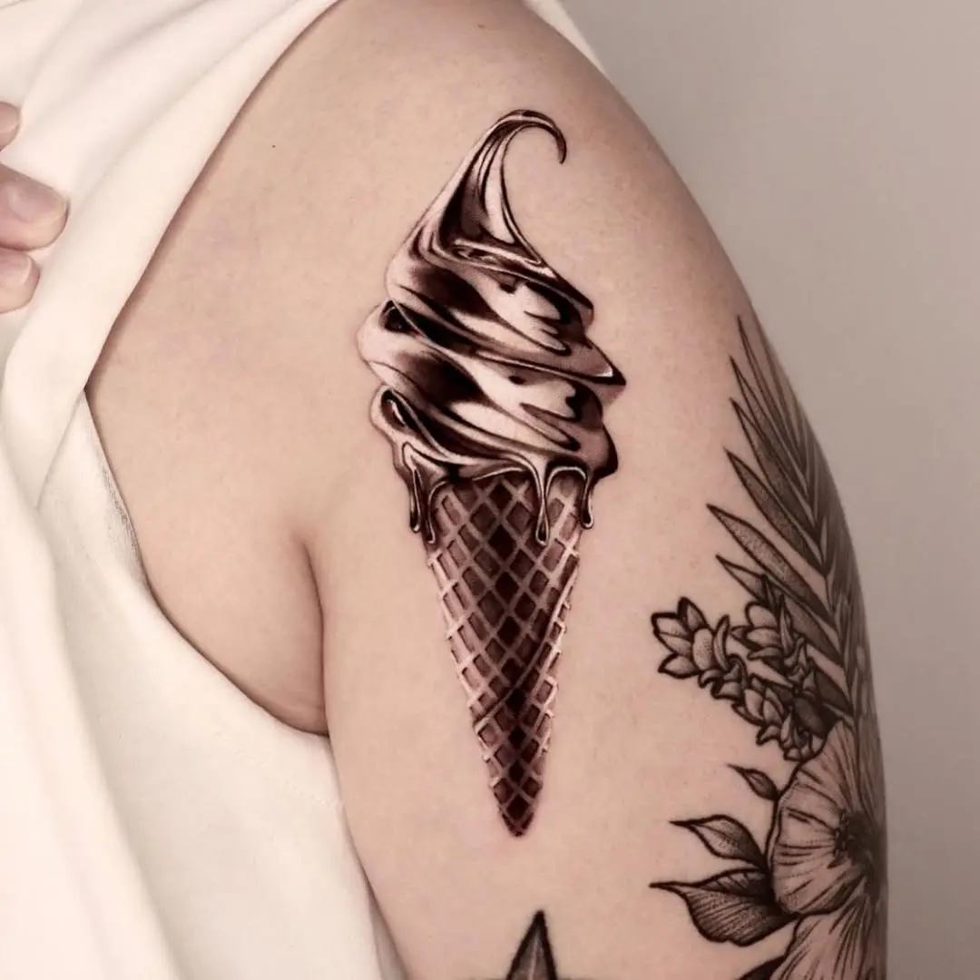 Realistic soft serve ice cream tattoo design