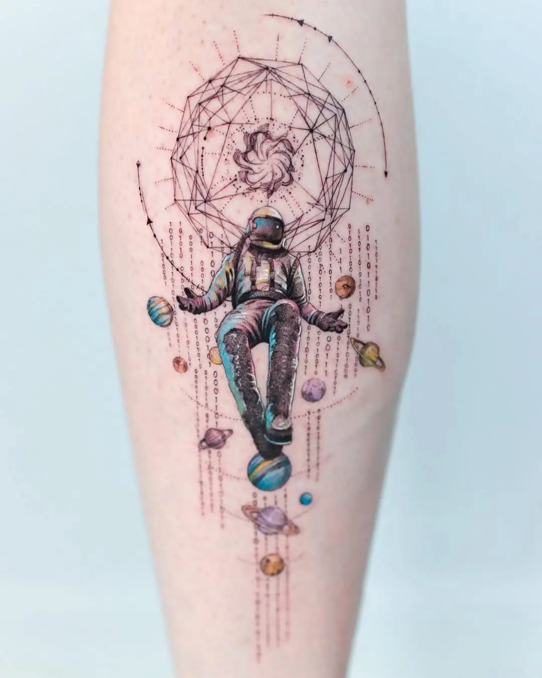 Astounding Astronaut Galaxy Tattoo Design