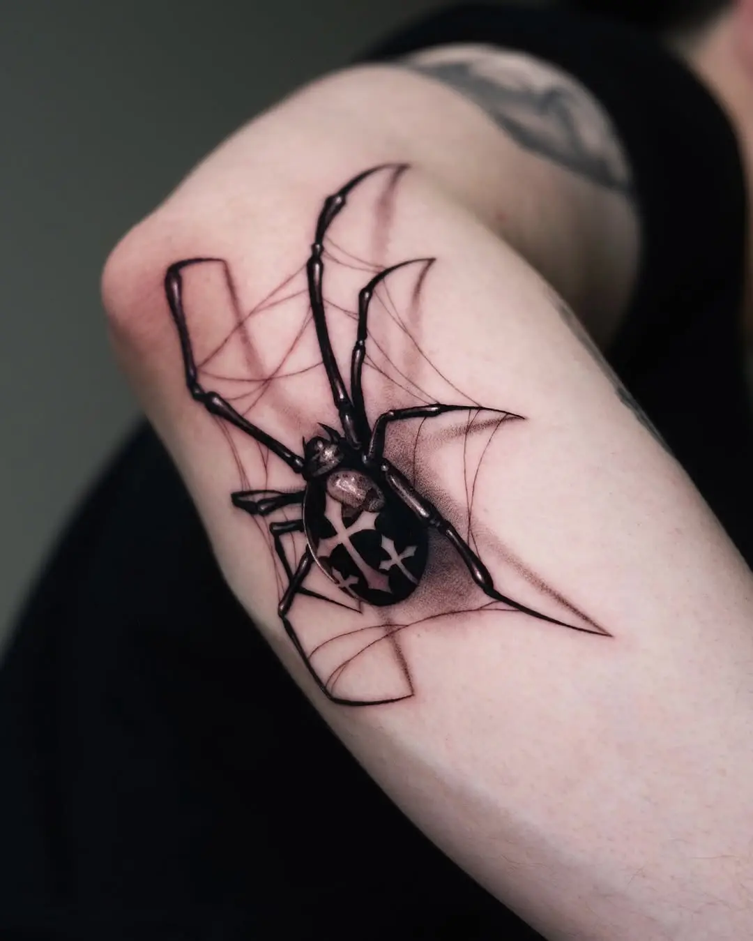 Intricate spider tattoo with web details