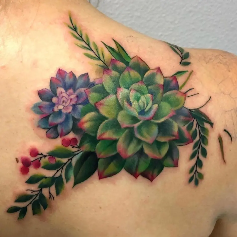 Vibrant Succulent Tattoo Celebrating Nature's Beauty