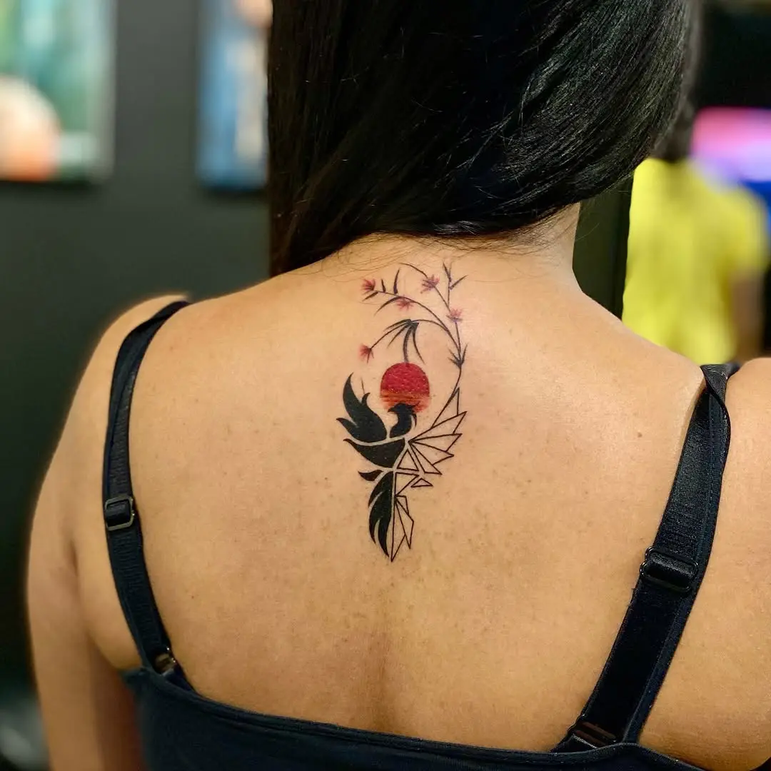 A stunning floral sunrise tattoo design