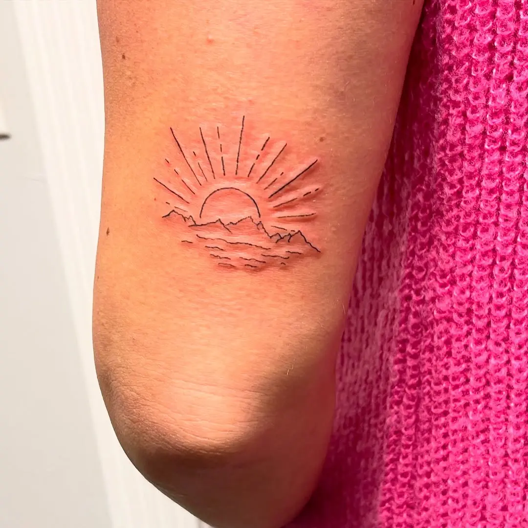 Stunning Sunrise with Mountains and Waves Embrace