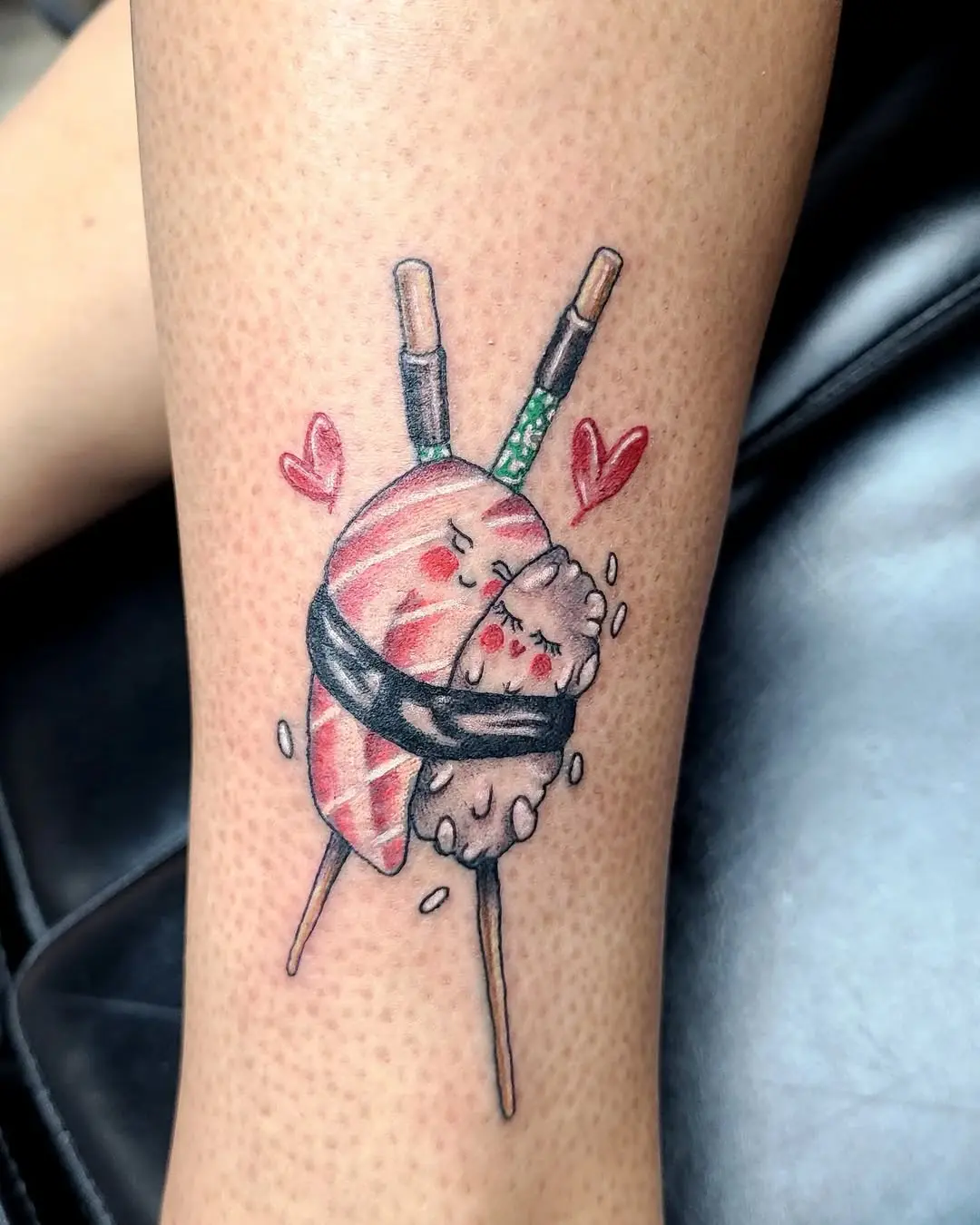 Adorable sushi tattoo with love and fun themes