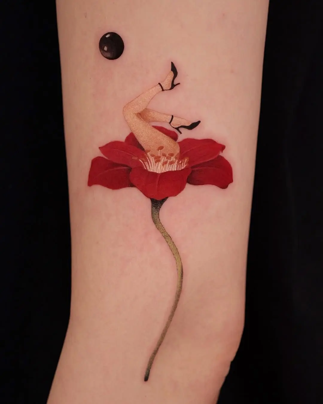 Intriguing blend of floral and human elements