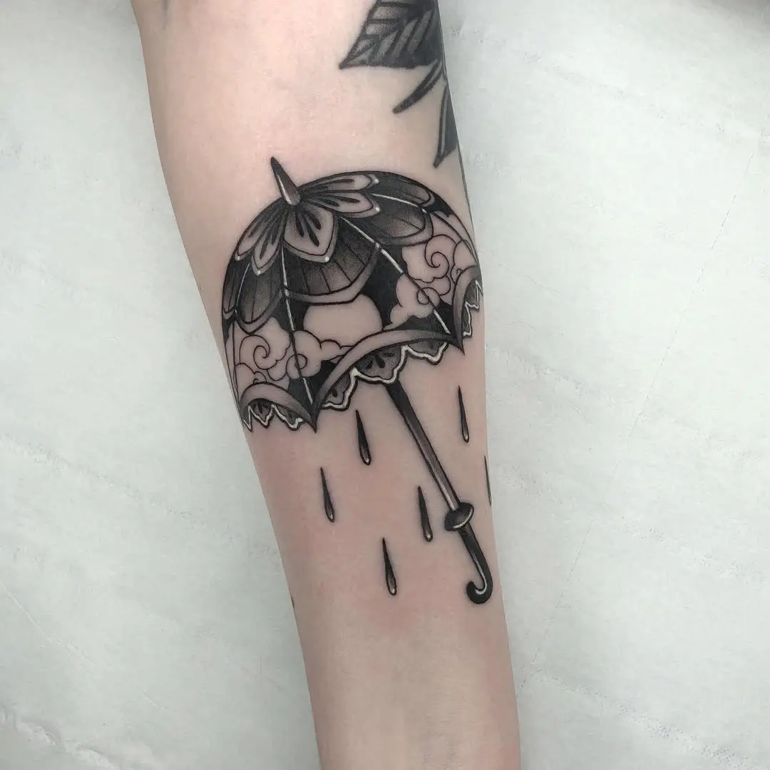 Elegant umbrella tattoo with artistic details