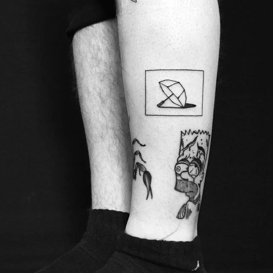 Creative black and gray umbrella tattoo concept