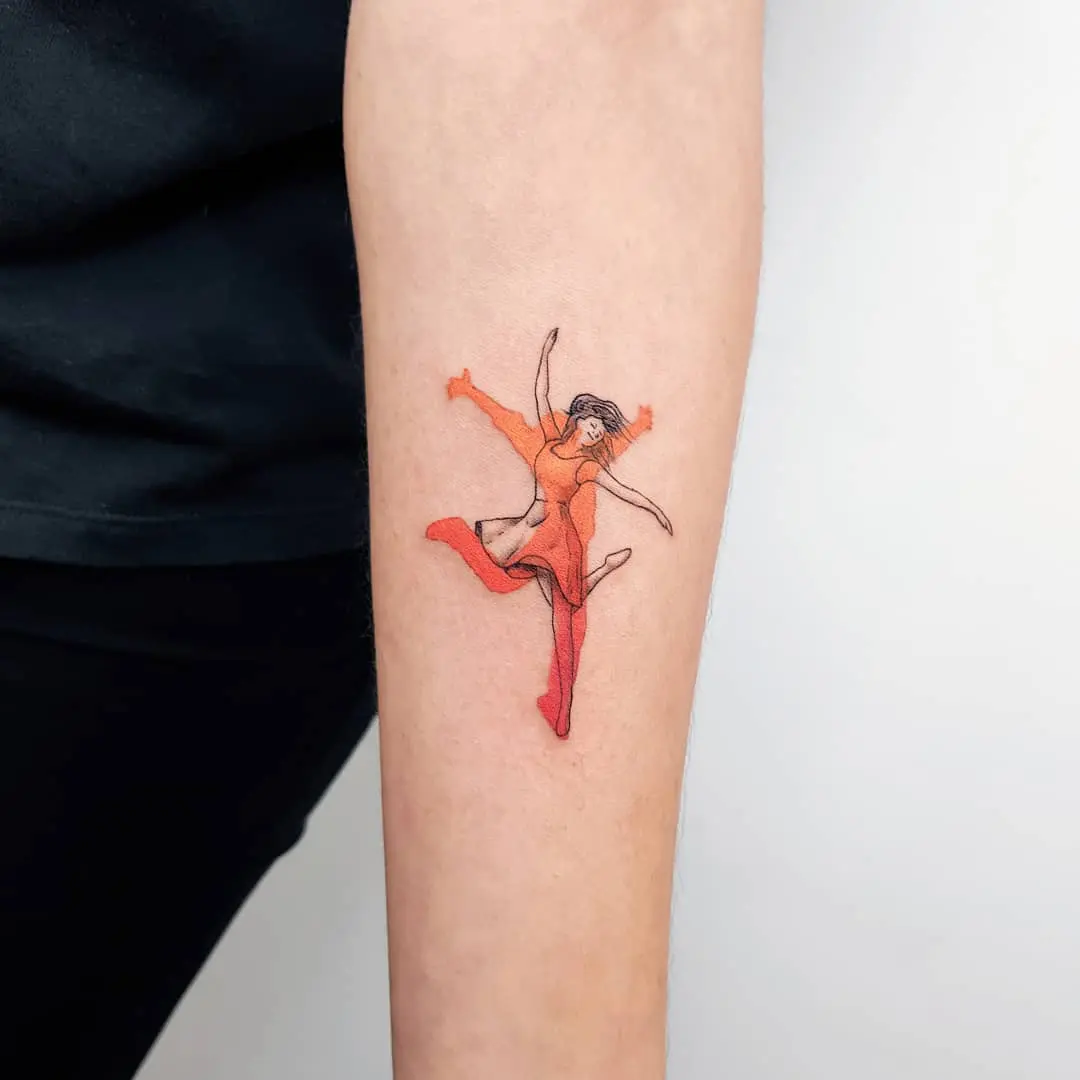 Expressive dancer tattoo bringing art to life
