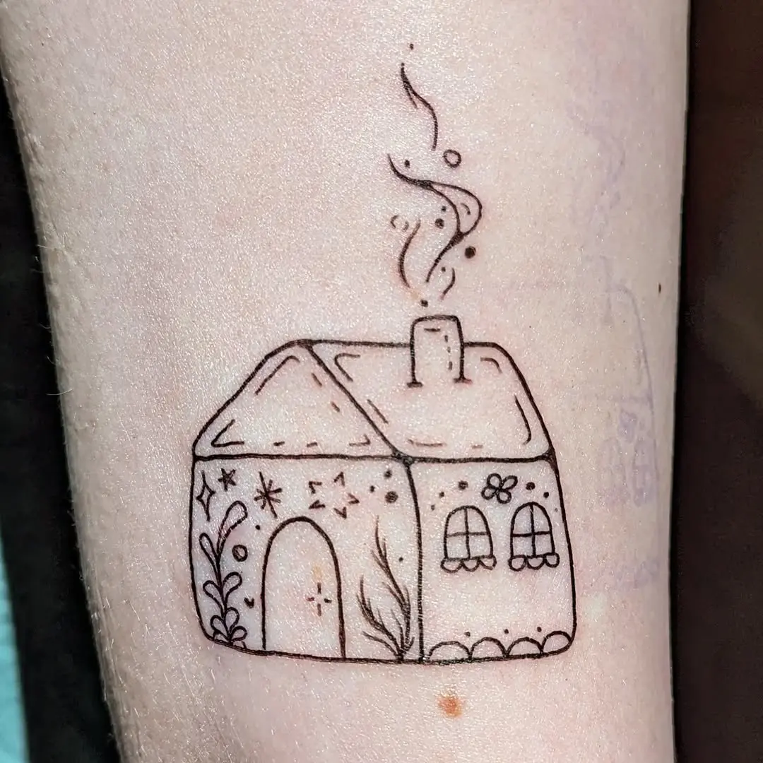 Charming little house design tattoo