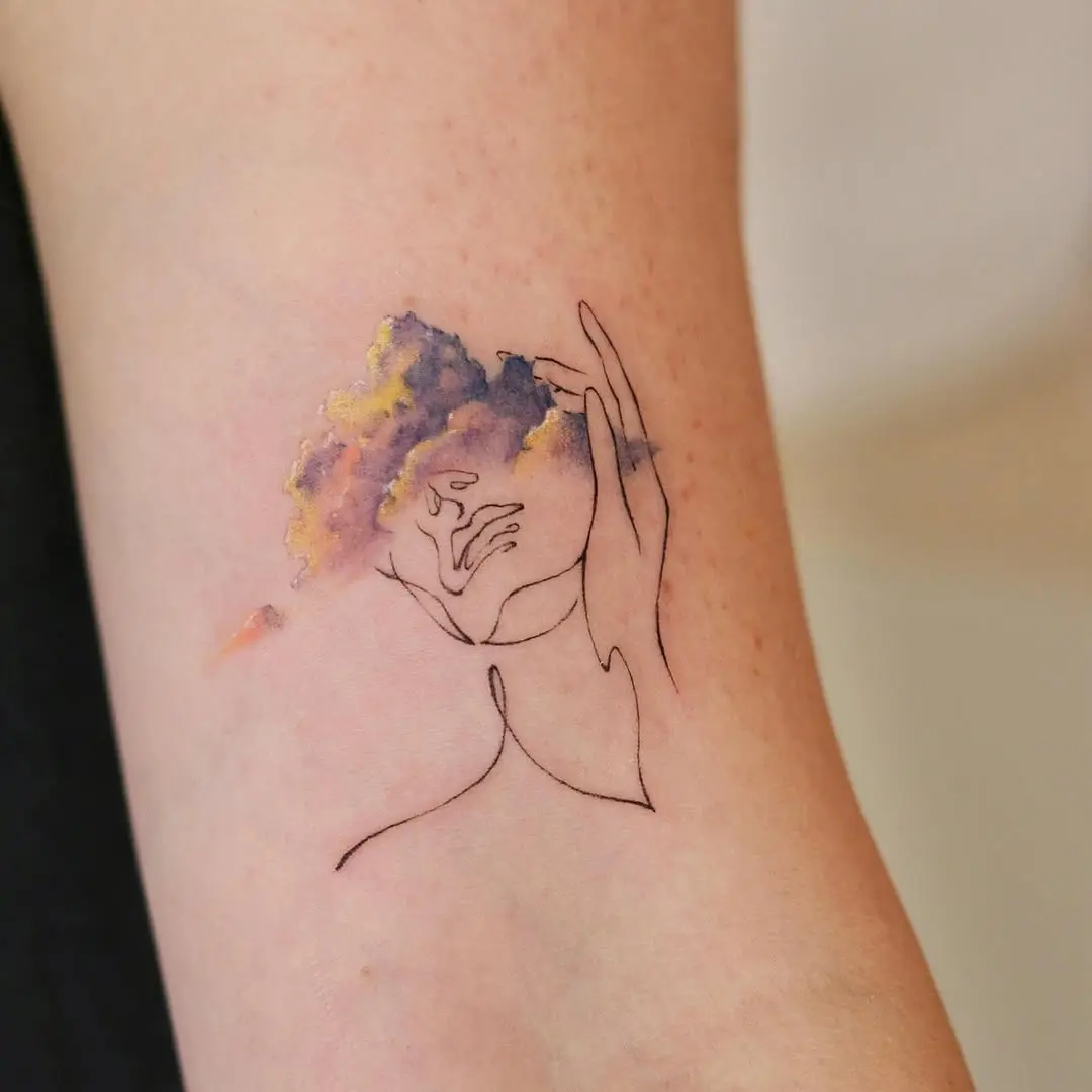Delicate hands cradling ethereal cloud design