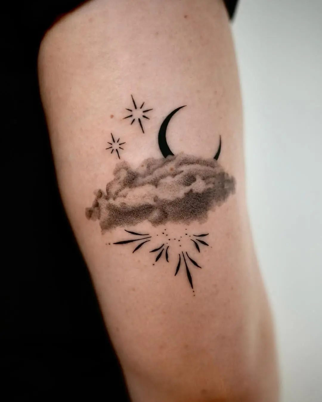 Dreamy Cloud and Moon Tattoo Design