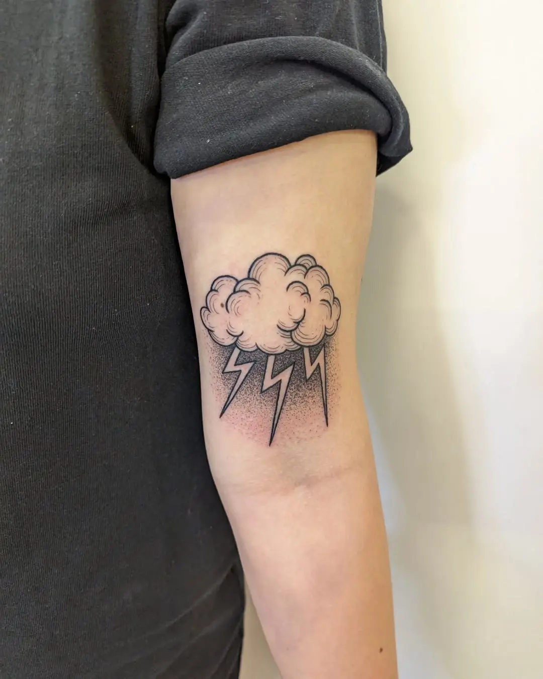 Charming cloud tattoo with lightning elements