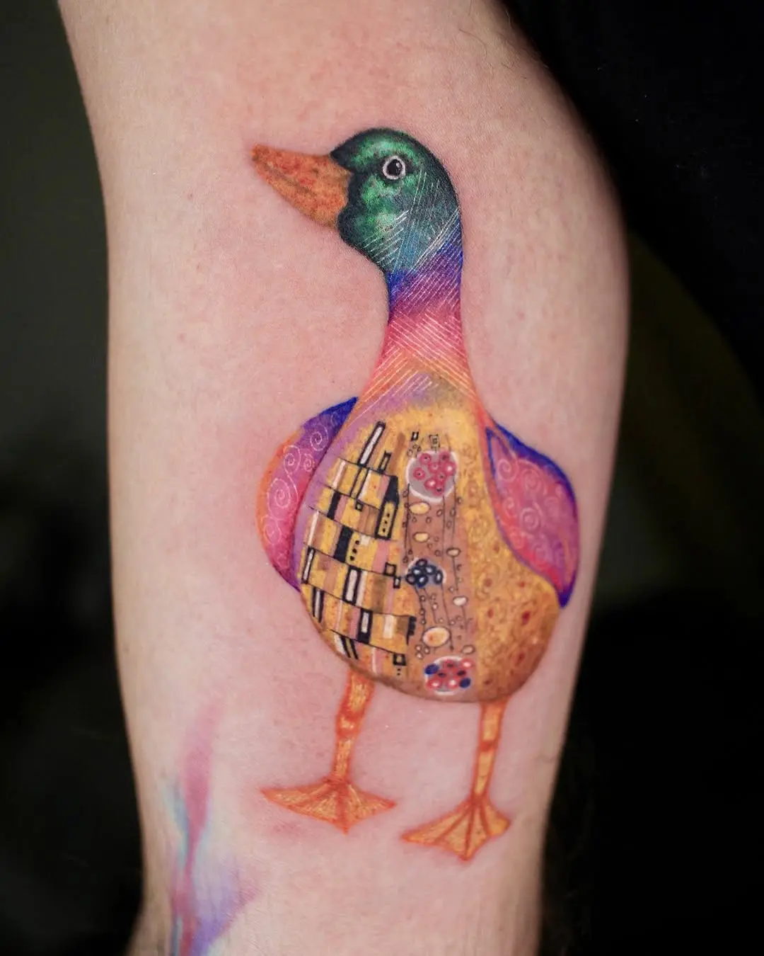 Vivid and Artistic Duck Tattoo Design