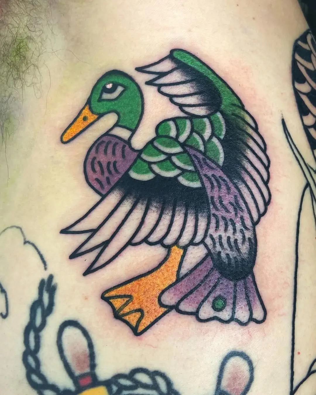 Vibrant Duck Tattoo with Bold Colors