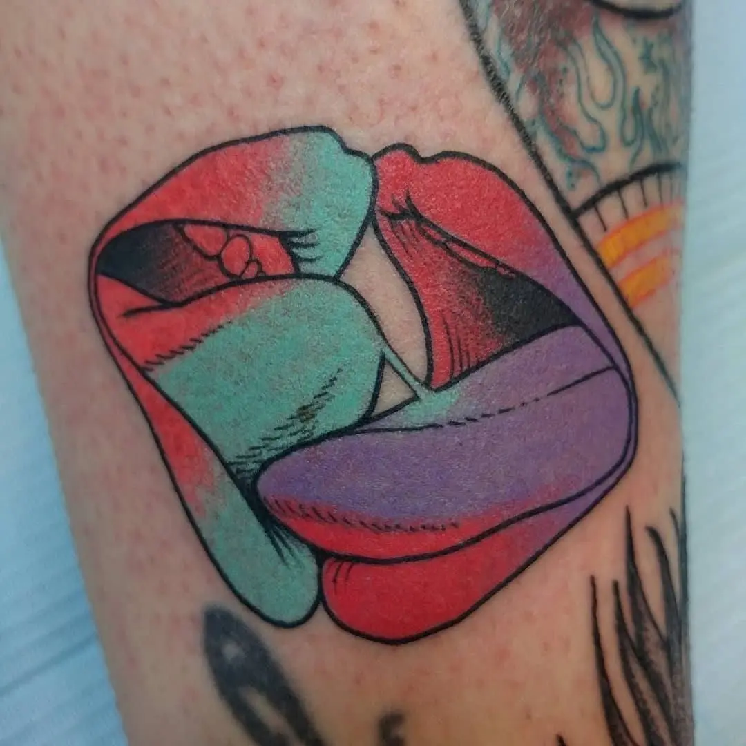 Vibrant lip tattoo showcasing unique artistry
