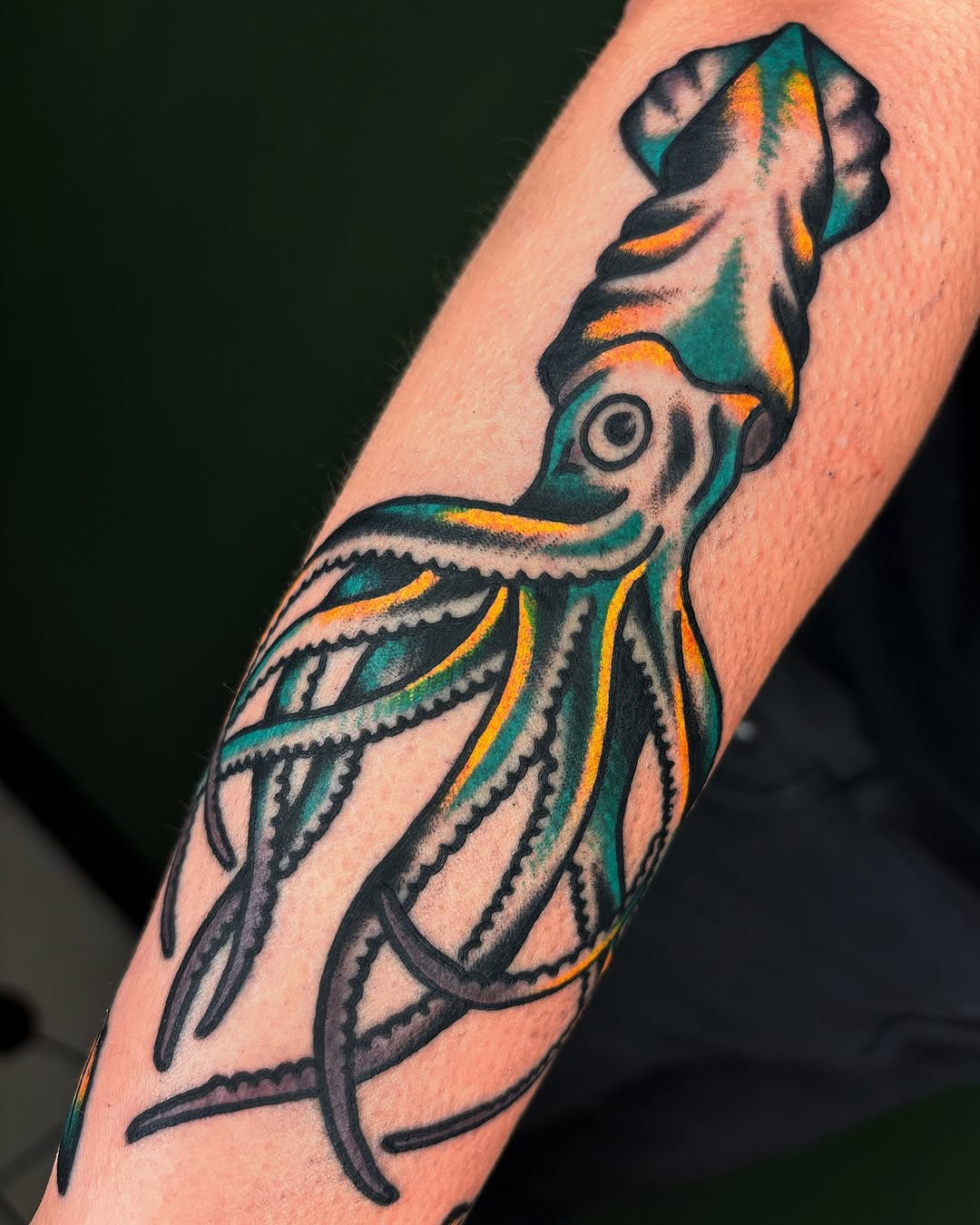 Vivid Squid Tattoo with Detailed Tentacles