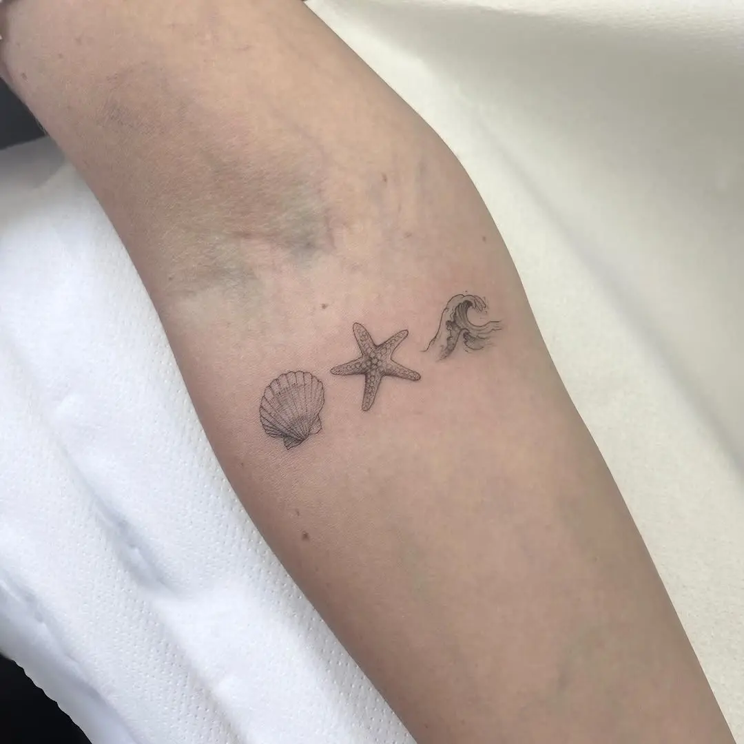 Charming Ocean-Inspired Tattoo Trio