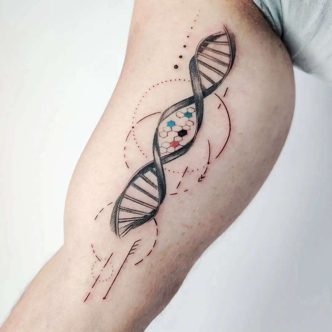Stylish DNA Tattoo With Abstract Elements