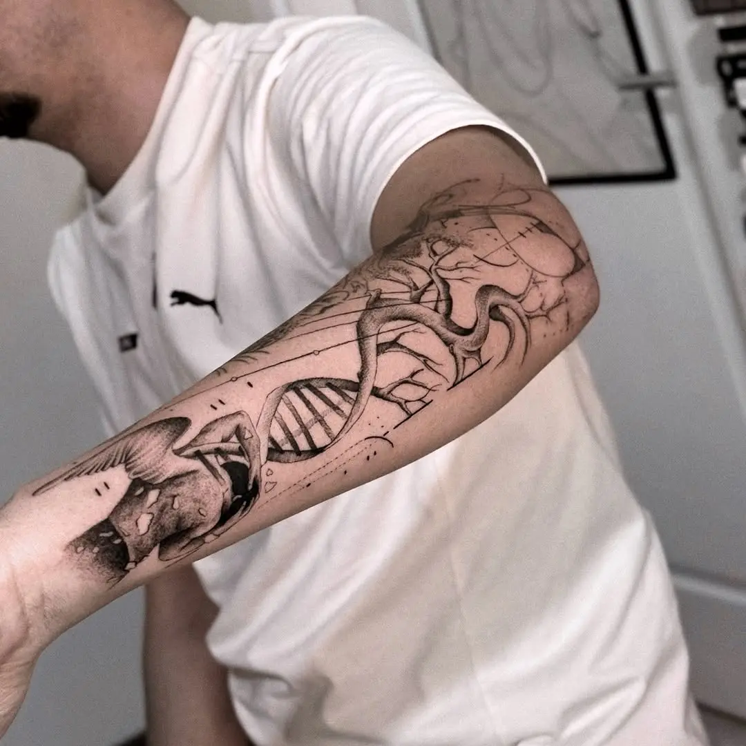 Artistic DNA Tattoo on Arm