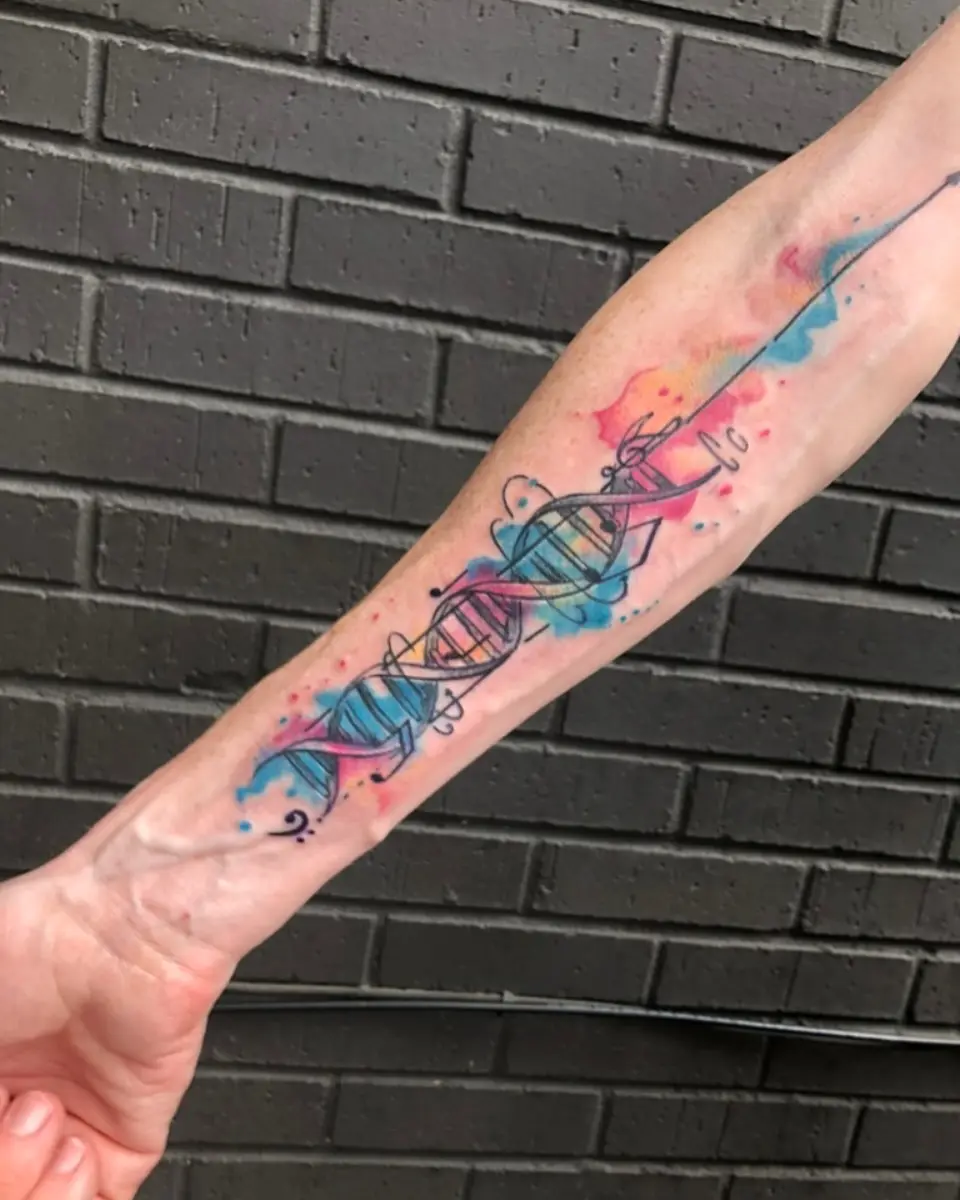 Intricate DNA Design with Colorful Accents