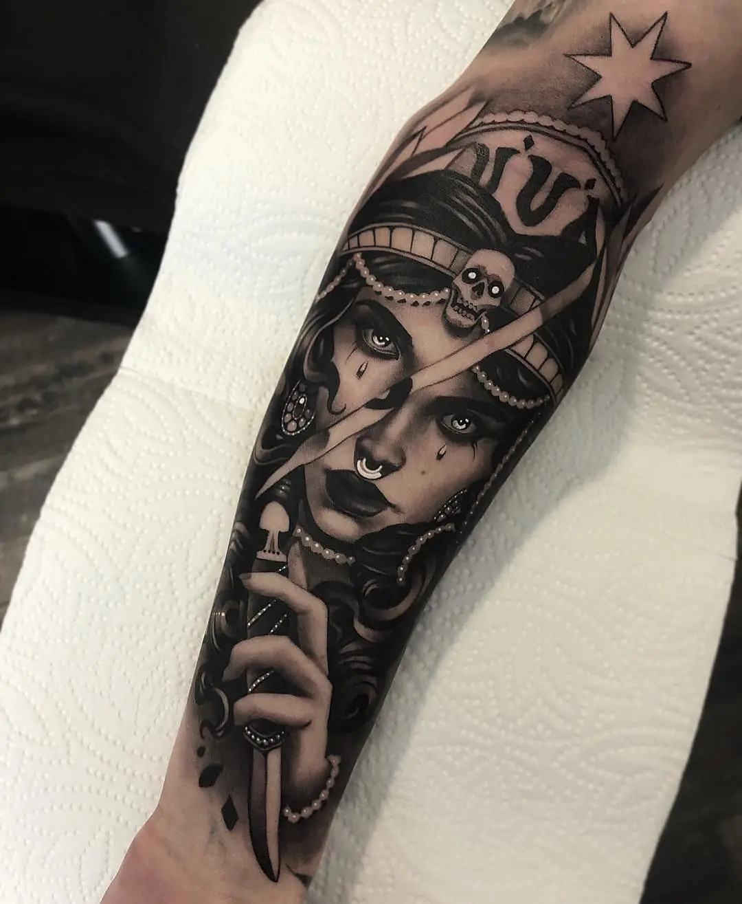 Intricate Gypsy Tattoo with Feminine Vibes