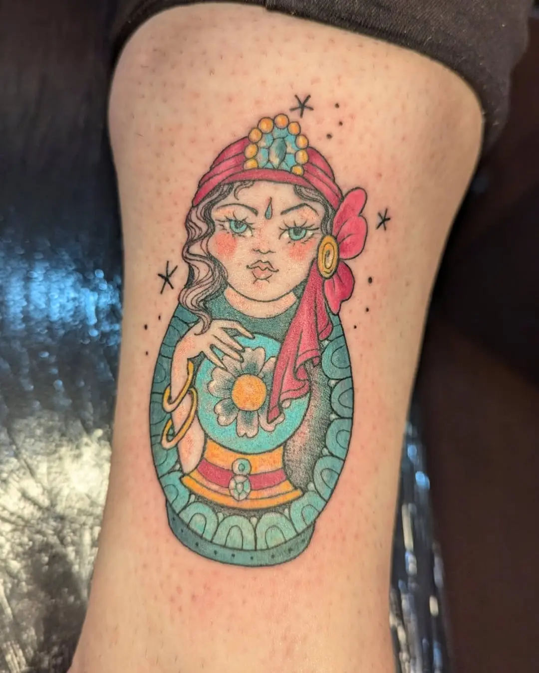 Intricate Floral Gypsy Goddess Tattoo Design