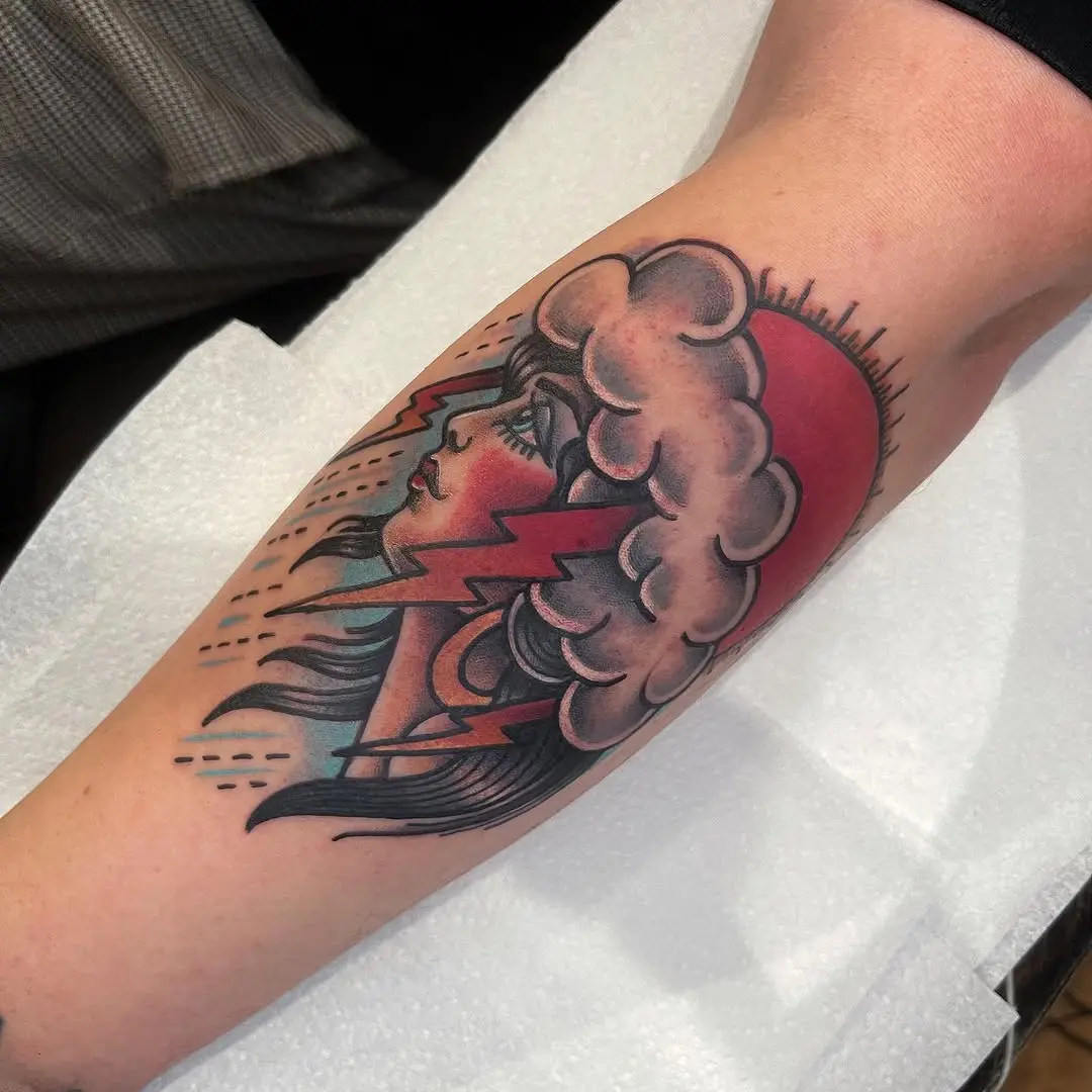 Colorful Gypsy Tattoo of a Woman's Profile