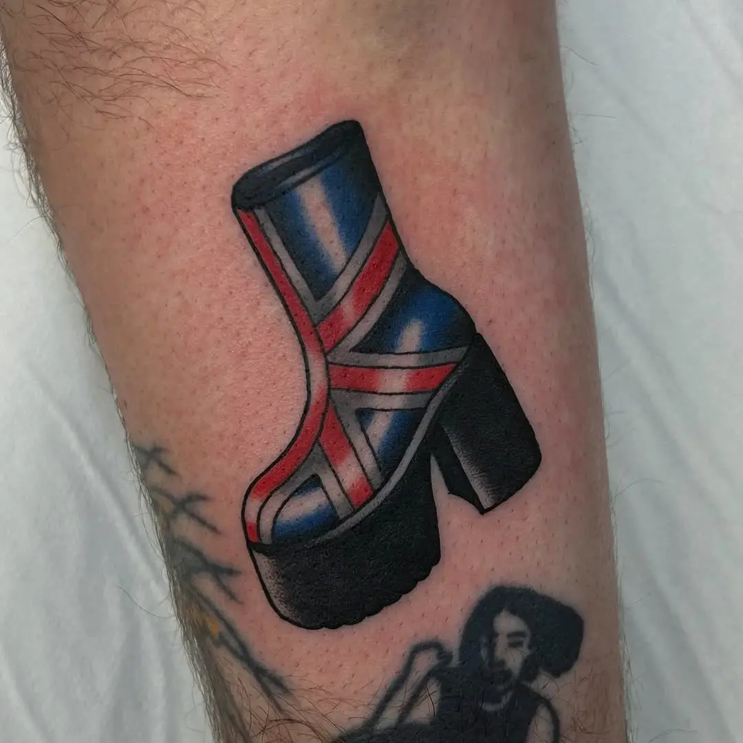 Stylish Union Jack High Heel Tattoo Design