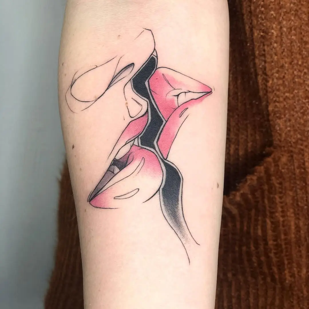 Artistic lips tattoo showcasing bold expression