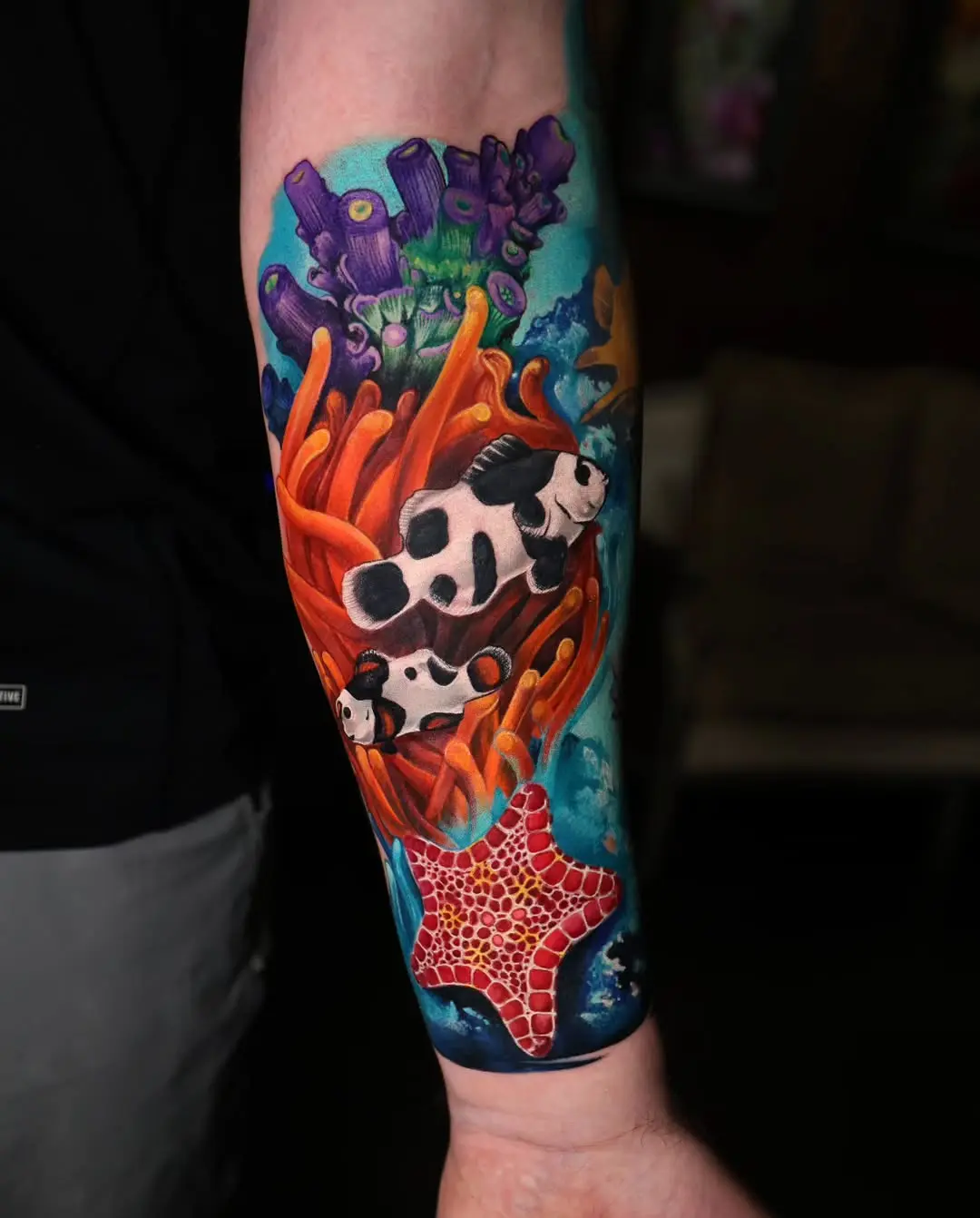 Vibrant Ocean Scene with Playful Cows