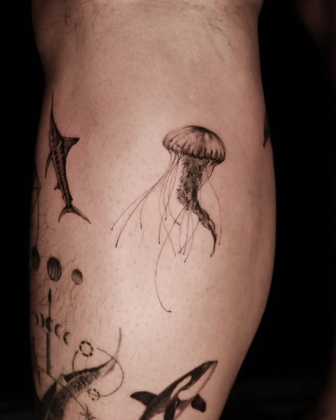 Elegant jellyfish tattoo with ocean vibes