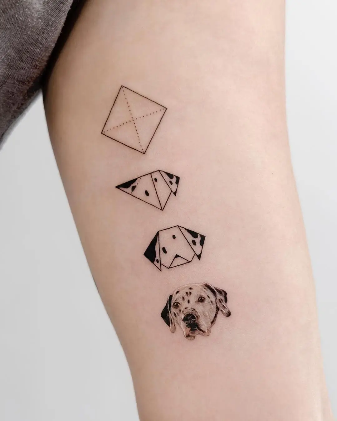 Charming Origami Dog Tattoo Collection