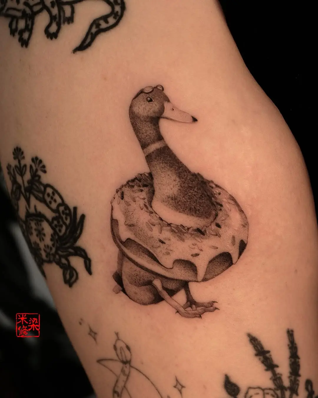 Quirky Duck with a Doughnut Float