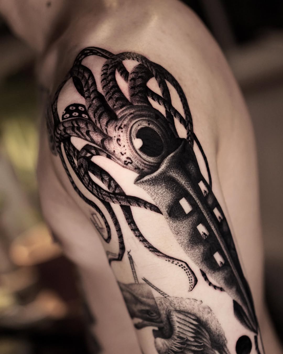 Intricate Octopus Tattoo with Bold Detailing