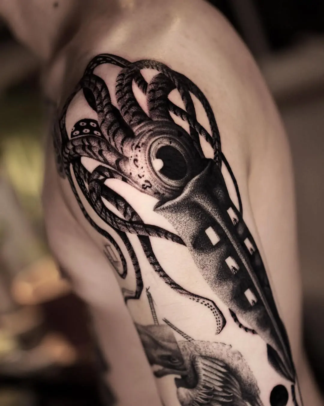 Intricate Octopus Tattoo with Bold Detailing