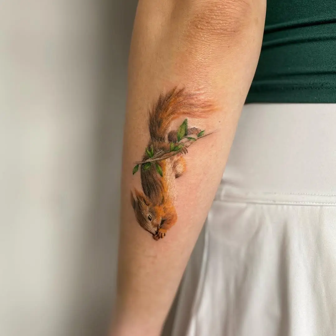 Vibrant squirrel tattoo bringing nature alive