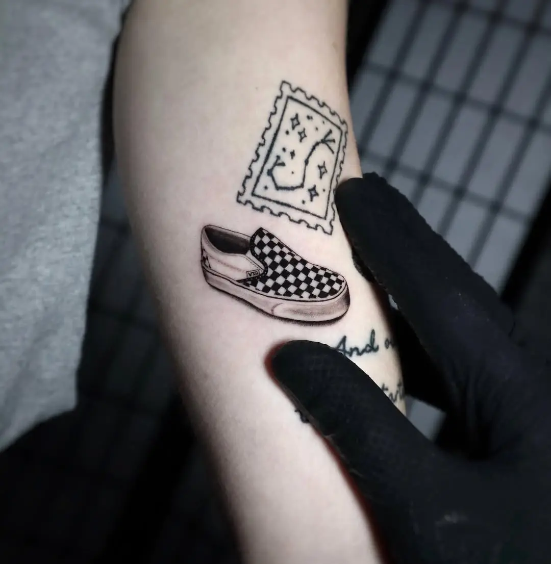 Checkered Vans Tattoo on Arm