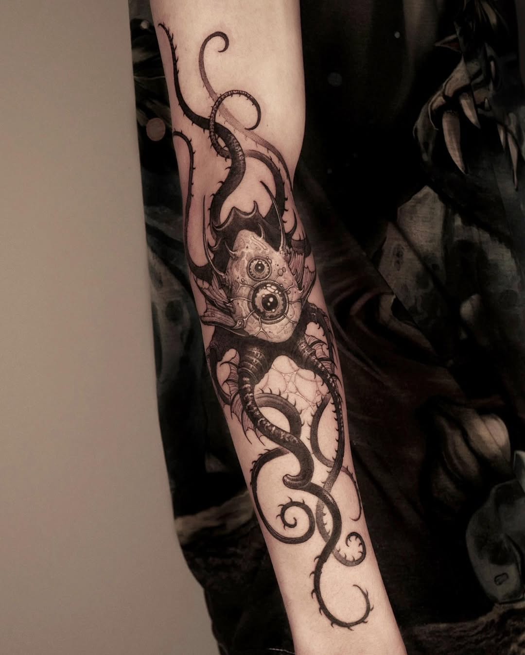 Intricate Squid Tattoo with Unique Elements