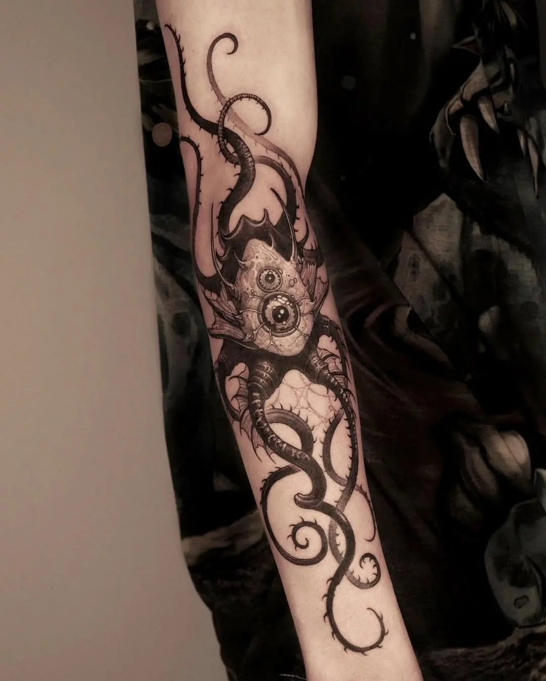 Intricate Squid Tattoo with Unique Elements