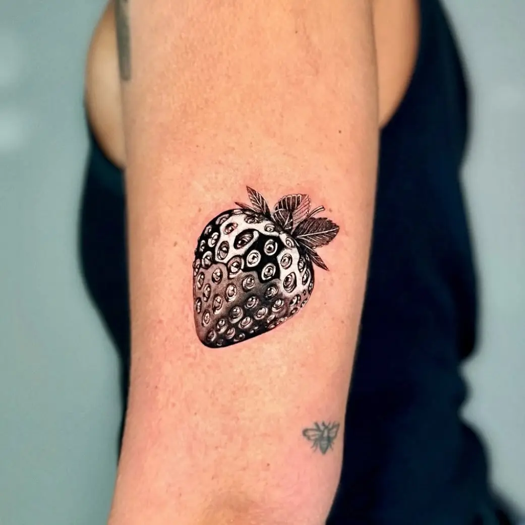 Intricate Strawberry Tattoo with Realistic Details