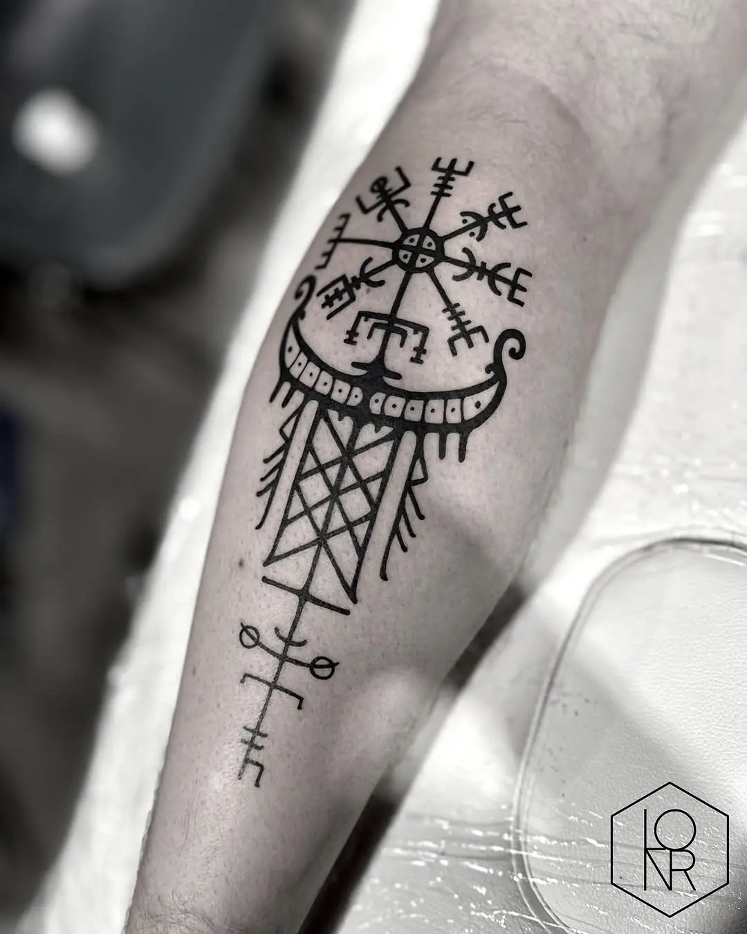 Intricate Blackwork Viking Tattoo Design