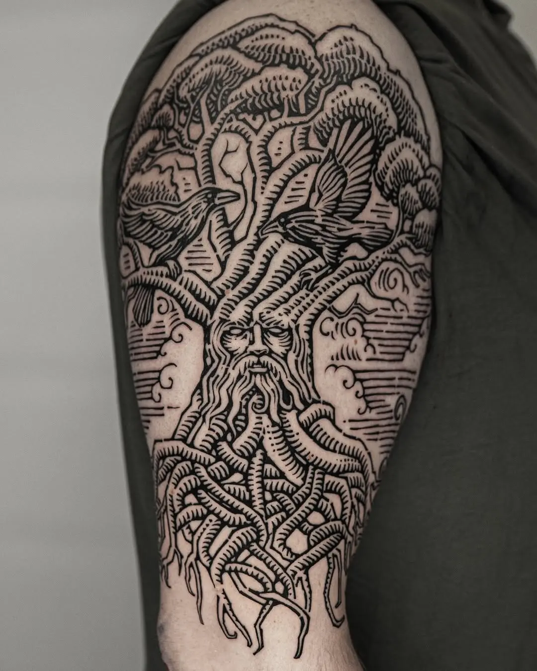 Intricate tree of life viking tattoo art
