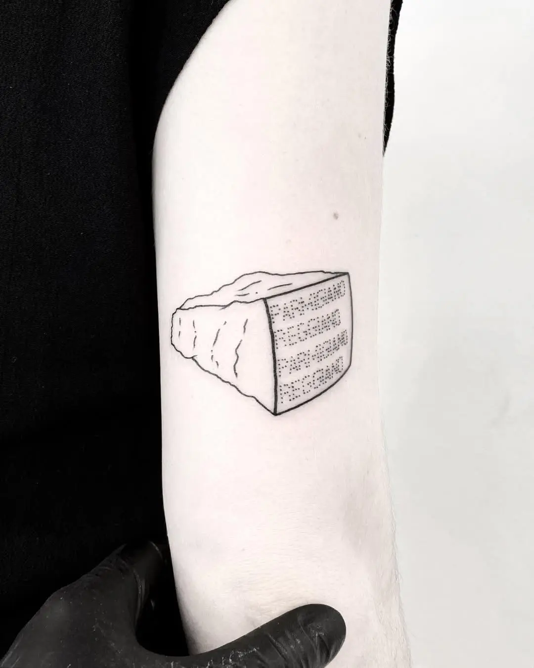 Minimalist Cheese Tattoo with Bold Lines