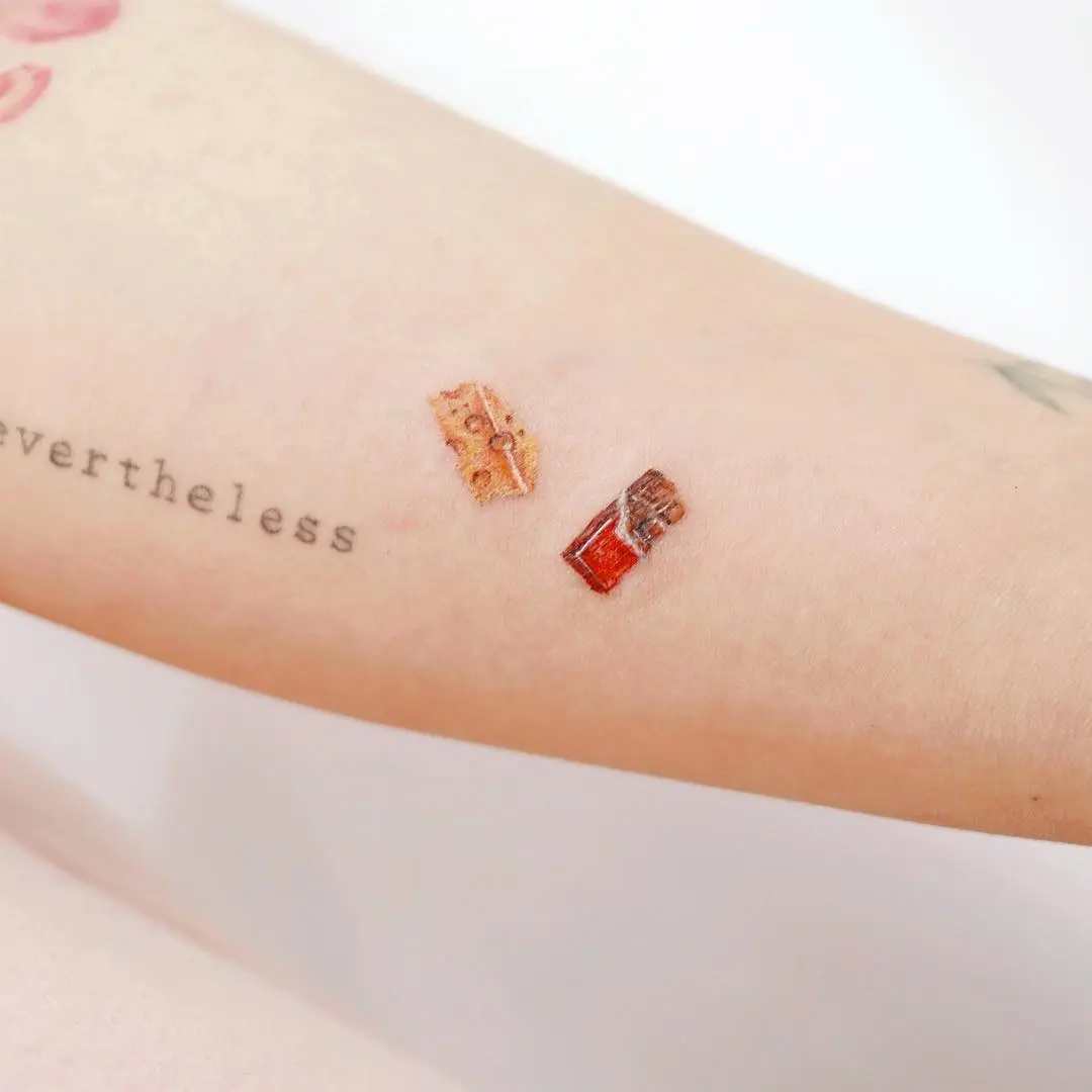Deliciously detailed cheese tattoo designs