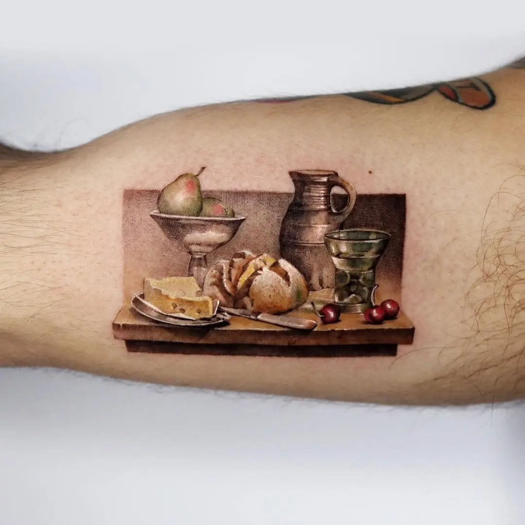 A deliciously detailed food-themed tattoo