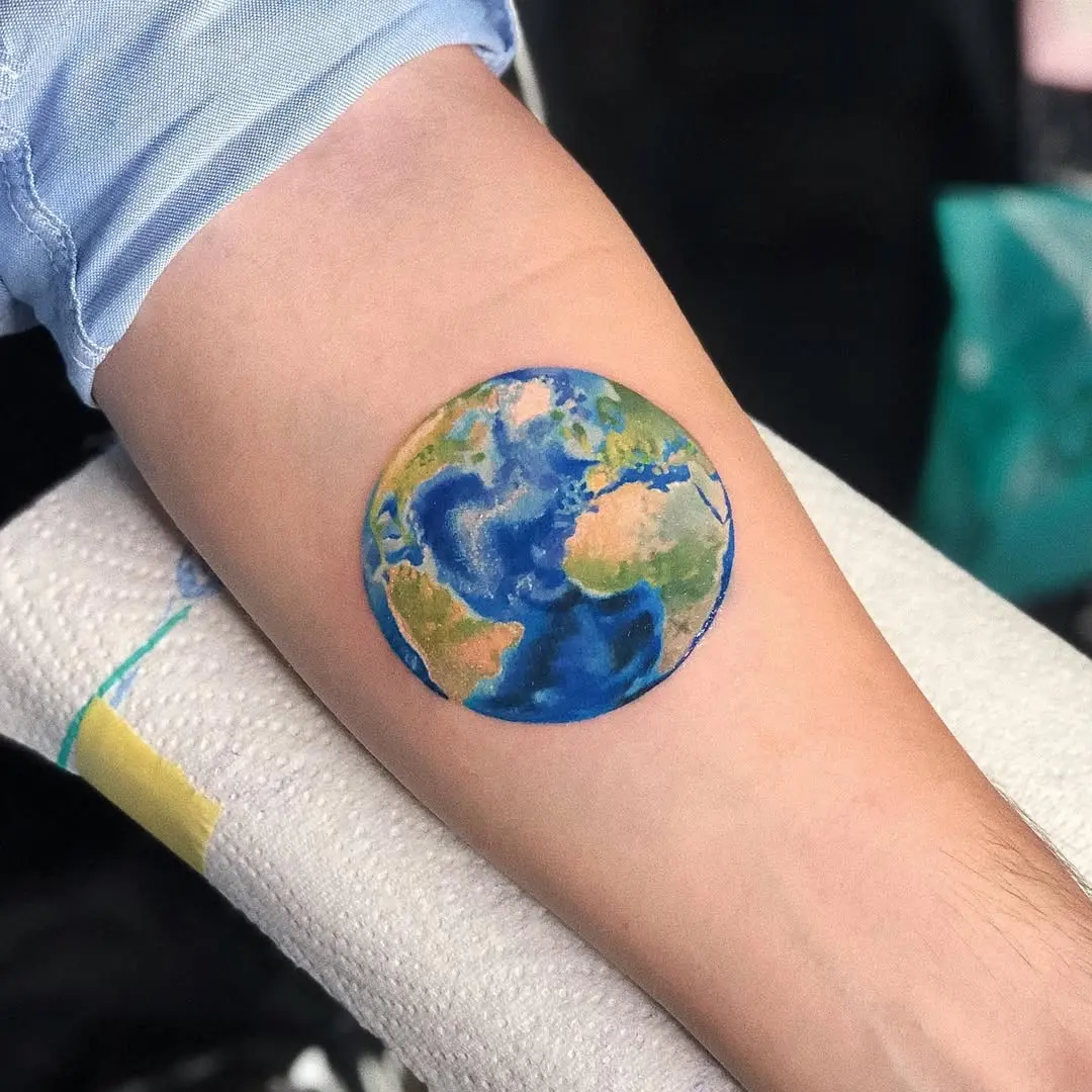 Vibrant Earth Tattoo for Nature Lovers