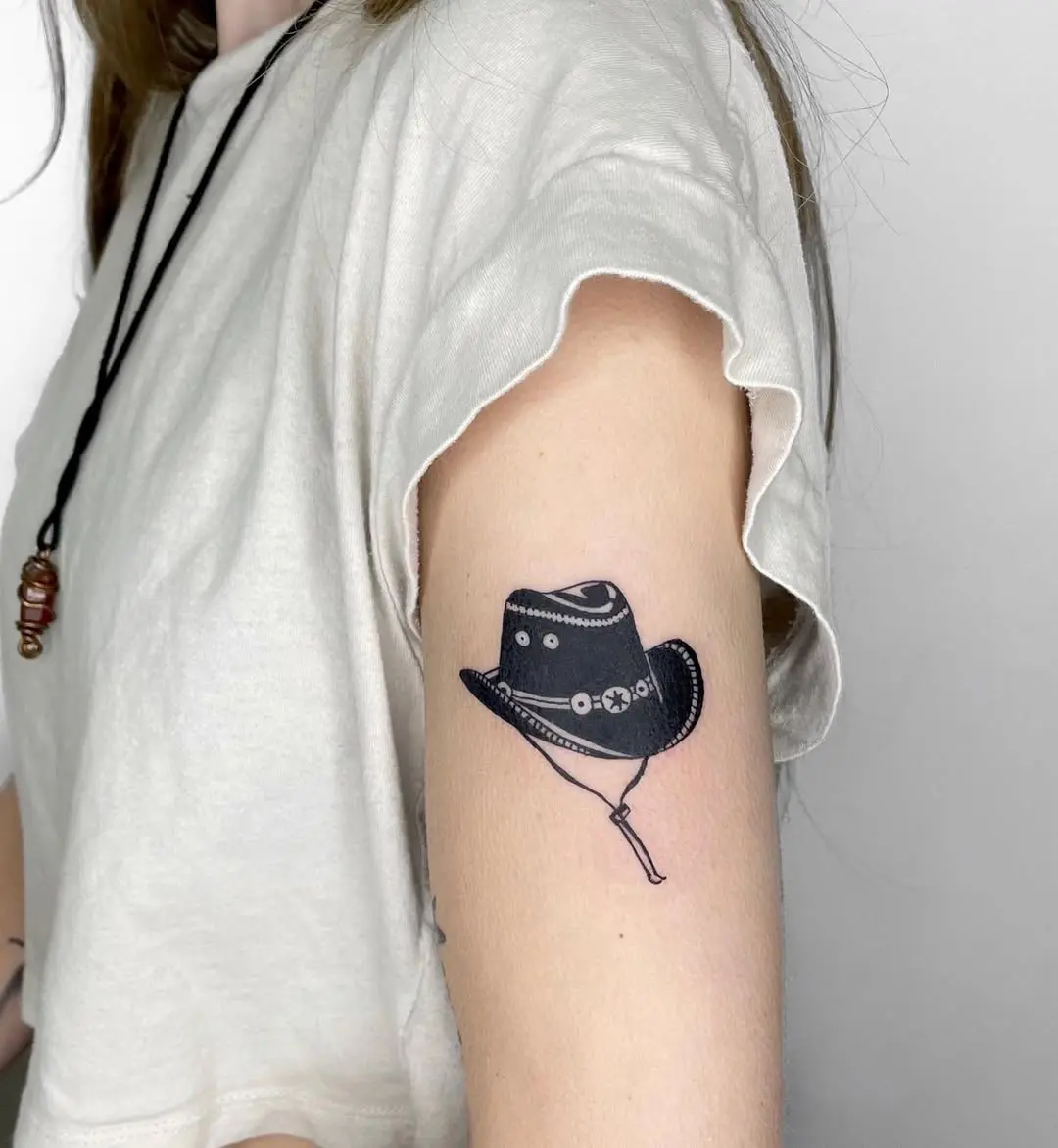 Stylish Cowboy Hat Tattoo on Arm
