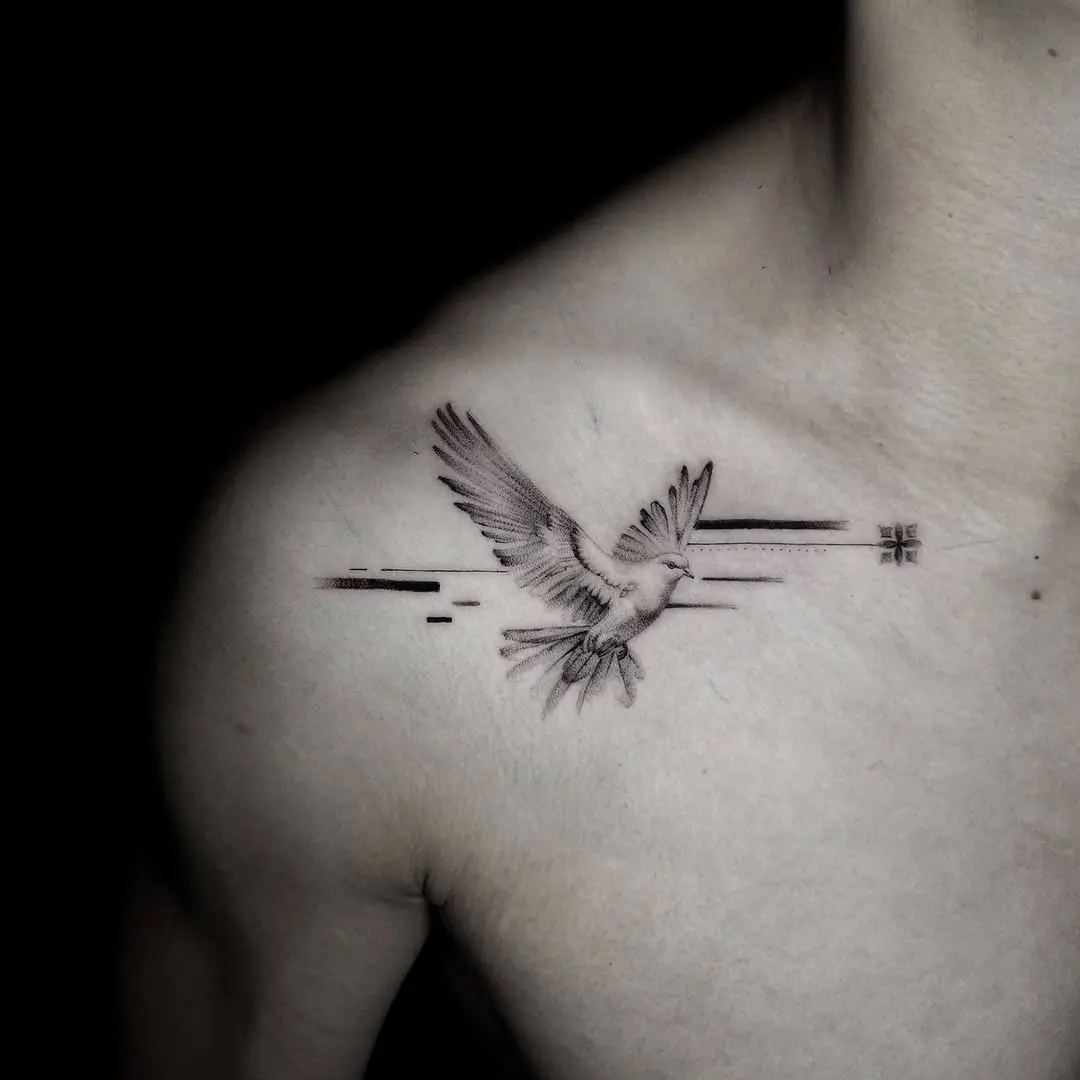 Elegant flying dove tattoo design concept