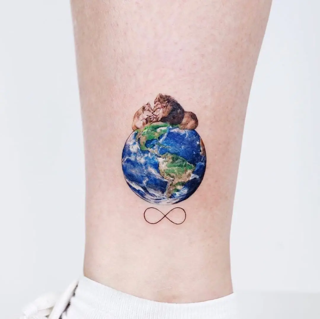 Unique Earth Tattoo with Infinity Symbol