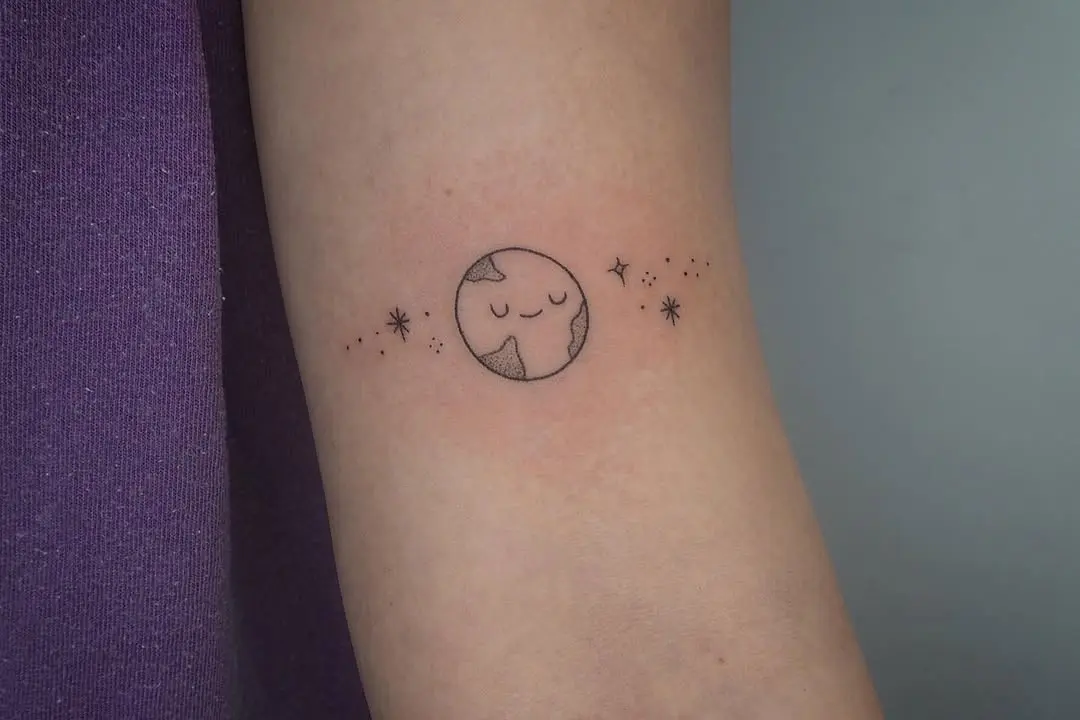 Charming Earth Tattoo with Stars Design