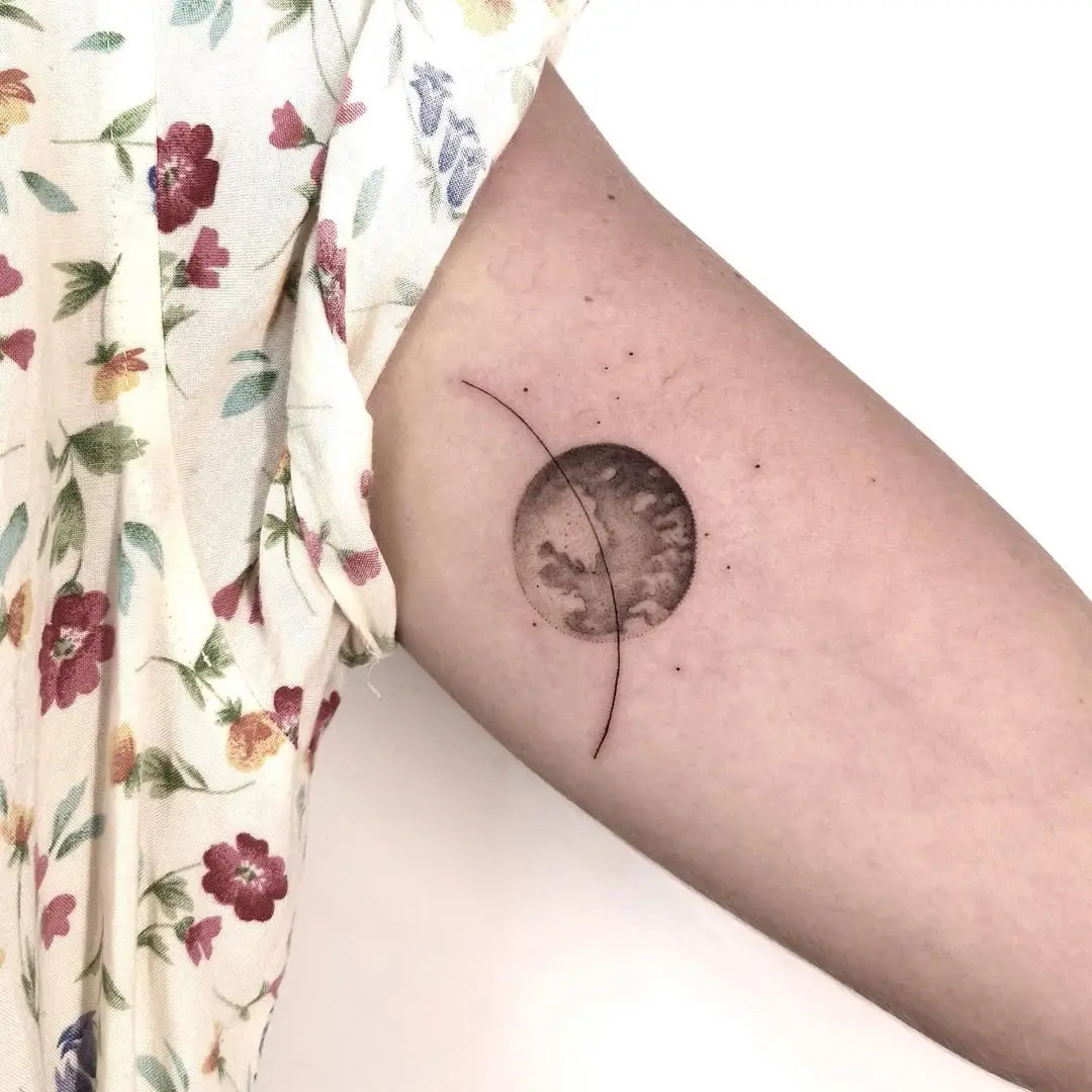Elegant Earth Tattoo with Celestial Elements